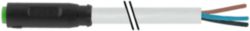 M8 female 0° A-cod. snap-in with cable PUR 3x0.25 gy ch. 1.5m