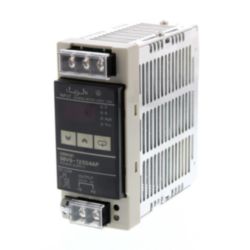 Power supply, 240 W, 100-240 VAC input, 24 VDC, 5 A output, DIN rail mounting, digital display with running voltage and current, peak current, and for