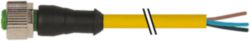 M12 female 0° A-cod. with cable PUR 3x0.34 ye UL/CSA+drag ch. 35.0m
