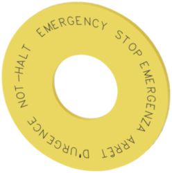 Backing plate for emergency stop, yellow, without inscription external