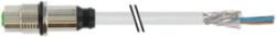 M12 female recept. A-cod. shielded rear PUR 8x0.25 gy 5m