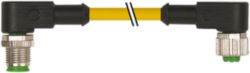 M12 male 90° / M12 female 90° A-cod. PVC 3x0.34 ye UL/CSA 0.6m