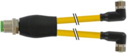 Y-Distributor M12 male / M8 female 90° A-cod. PVC 3x0.25 ye 14m