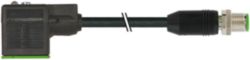 M12 male 0° A-cod. / MSUD valve plug A-18mm PUR 4x0.75 bk 0.15m