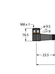CONNECTOR+KABEL 0,6M PUR 3P M8/F-M H/R