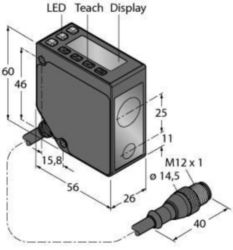 Foto-elektrische sensor, Diffuse lasersensor (driehoeksmeting), Met an