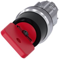 Key-operated switch O.M.R, 22 mm, round, metal, high gloss, red, key r