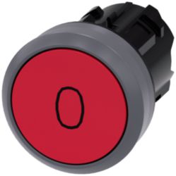 Pushbutton, 22 mm, round, plastic with metal front ring, red, labeling