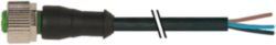 M12 female 0° A-cod. with cable PUR 3x0.75 bk UL/CSA+drag ch. 2m