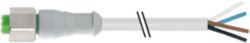 M12 female 0° A-cod. with cable 3LED F&B PVC 4x0.34 gy UL/CSA 3m