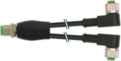 Y-Distributor M12 male / M12 female 90° A-cod. PUR 3x0.34 bk  2.5m