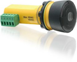 Stopknop 22,5 mm LED indicatie in knop, zwarte opdruk