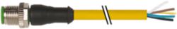M12 male 0° A-cod. with cable PVC 5x0.34 ye UL/CSA 4m