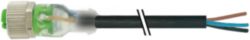 M12 female 0° A-cod. with cable LED PUR 4x0.34 bk UL/CSA+robot 7.5m