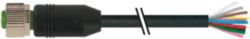M12 female 0° A-cod. with cable PUR 12x0.14 bk UL/CSA+drag 42.0m