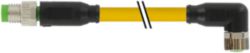 M8 male 0° / M8 female 90° A-cod. PVC 4x0.25 ye UL/CSA 3m