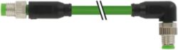 M8 male 0° / M8 male 90° A-cod. shielded PUR 1x4xAWG26 gn 20m