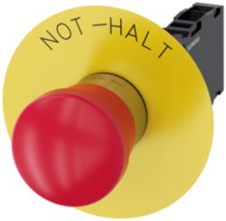 Emergency stop mushroom pushbutton, 22 mm, round, metal, high gloss, r