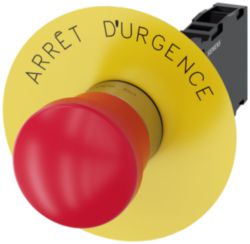 Emergency stop mushroom pushbutton, 22 mm, round, metal, high gloss, r