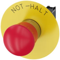 Emergency stop mushroom pushbutton, 22 mm, round, metal, high gloss, r