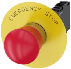 Emergency stop mushroom pushbutton, 22 mm, round, metal, high gloss, r