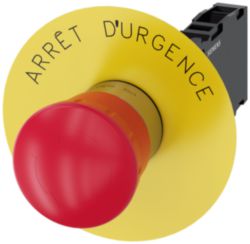 Emergency stop mushroom pushbutton, 22 mm, round, metal, high gloss, r