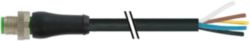 M12 Power male 0° L-cod. with cable PUR 5x1.5 bk 0.5m