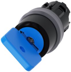 Key-operated switch O.M.R, 22 mm, round, metal front ring, blue, key r