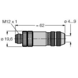 Confectioneerbare connector, Connector M12 × 1, recht