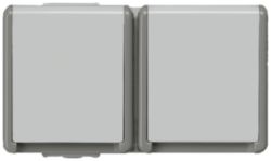 DELTA flaeche IP44, AP Dark gray/light gray SCHUKO socket outlet 2-fol
