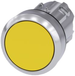 Pushbutton, 22 mm, round, metal, high gloss, yellow, button