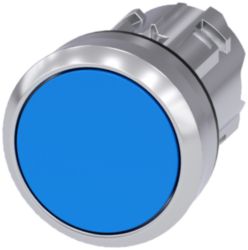 Pushbutton, 22 mm, round, metal, high gloss, blue, button
