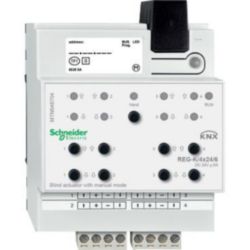 KNX Jaloezie-/schakelactor - 4x24V/6A - Handmatige bediening - Lichtgrijs