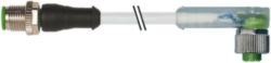 M12 male 0° / M12 female 90° A-cod. LED PUR 4x0.34 gy 0.3m