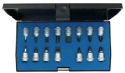 Dopsleutel-schroevendraaierset 1/4" 15-dlg IN-IS-PH-PZ