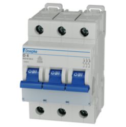 Miniature circuit-breakers 3-pole, D-Char, 400 V/4 A AC, 125 V/4 A DC, 10 kA