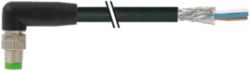 M8 male 90° A-cod. with cable shielded PUR 4x0.34 shielded bk  0,3m