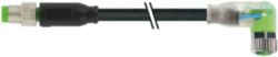 M8 male 0° / M8 female 90° A-cod. LED PUR 3x0.25 bk UL/CSA+robot 0.5m
