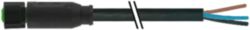 M8 female 0° A-cod. with cable Lite PUR 4x0.25 bk UL/CSA+drag ch. 10m