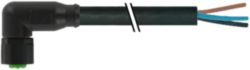 M8 female 90° A-cod. with cable Lite PUR 3x0.25 bk UL/CSA+drag ch. 5m
