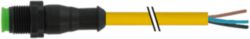 M12 male 0° A-cod. with cable Lite PUR 5x0.34 ye +robot+drag ch. 4m