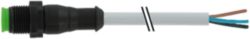 M12 male 0° A-cod. with cable Lite PUR 3x0.34 gy UL/CSA+drag ch. 1.5m