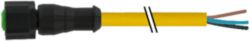 M12 female 0° A-cod. with cable Lite PUR 4x0.34 ye +robot+drag ch. 5m