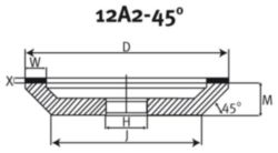 Diamant- en CBN slijpschijven; 12A2 45º CBN