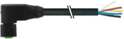 M12 female 90° A-cod. with cable Lite PUR 8x0.34 bk +drag ch. 10m