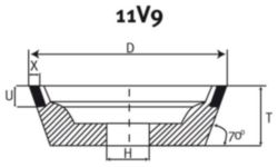 Diamant- en CBN slijpschijven; 11V9 CBN