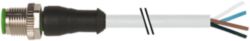 M12 male 0° A-cod. with cable PUR 4x0.34 gy UL/CSA+drag ch. 4.5m