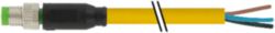 M8 male 0° A-cod. with cable PUR 3x0.25 ye UL/CSA+drag ch. 8.9m