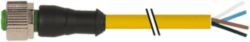 M12 female 0° A-cod. with cable PUR 4x0.34 ye 3.5m