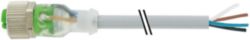 M12 female 0° A-cod. with cable 3LED PUR 4x0.34 gy UL/CSA+drag 50.0 m